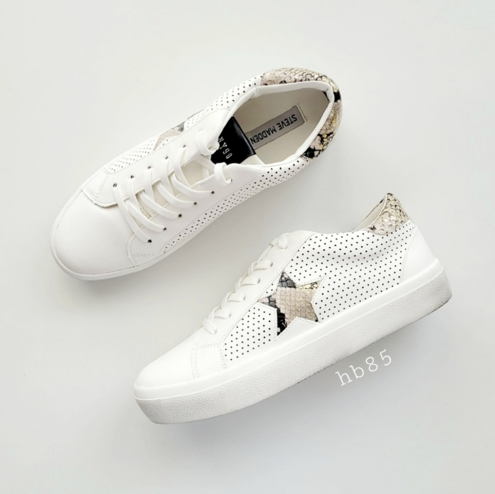 Steve Madden Influence Natural Snake White Distressed Sole Women's 10